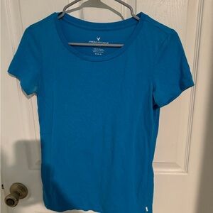 🩵American Eagle Blue Scoop Neck Short Sleeve T-Shirt